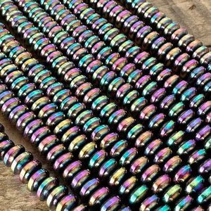 6mm Hematite Rondelle Bead Strand - Electroplated - Non-Magnetic